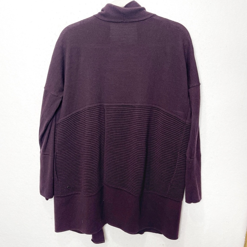 Lululemon Sit In Lotus Wrap II Plum Merino Wool Open Front Cardigan Sweater - Picture 5 of 8